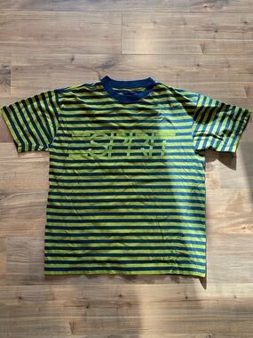 Esprit Lime Green & Navy Striped Logo Tee